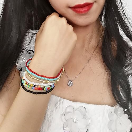 Inch Multicolor Boho Anklets for Women Stretch Seed Beads Funny DIY Rainbow Beaded Bracelet for Foot and Hand Chain Jewelry