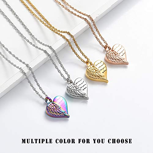 shajwo Cremation Heart Urn Necklace Ashes Jewelry for Women Men Keepsake Pendant Memorial Locket Ash Holder - color: Wing-Customize