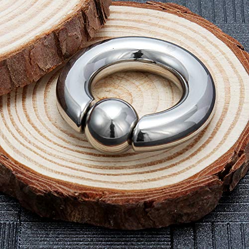 12G 10G 8G 6G 4G 2G 0G 00G Large Septum Rings Gauges Earrings Hoops 316L Surgical Steel Spring Action Captive Bead PA Ring CBR Septum Nose Rings Piercing Jewelry for Women Men - color: Silver, size: 0G=8mm Inner Dia: 3/4" (19mm)