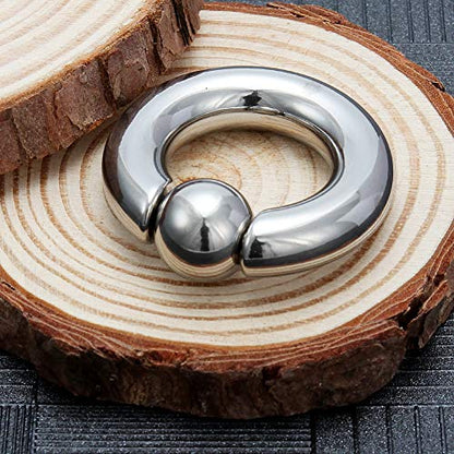 12G 10G 8G 6G 4G 2G 0G 00G Large Septum Rings Gauges Earrings Hoops 316L Surgical Steel Spring Action Captive Bead PA Ring CBR Septum Nose Rings Piercing Jewelry for Women Men - color: Silver, size: 0G=8mm Inner Dia: 3/4" (19mm)