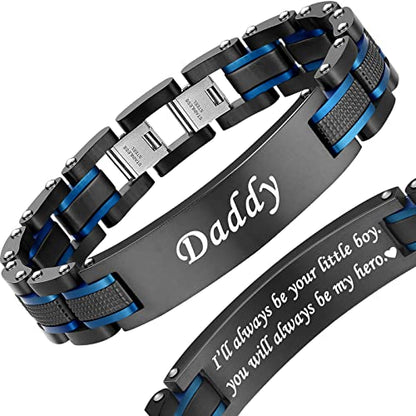 Holizaly Men's Stainless Steel Two Tone Square Link Bracelet, Black and Blue Ion Plated Black - color: blue-black 3