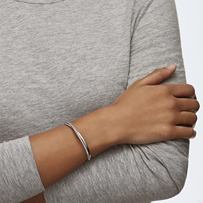 Swarovski Twist Rows Crystal Bracelet Collection, Rhodium & Rose Gold Tone Finish, Clear Crystals - size: Small, style: Rhodium Tone Finish