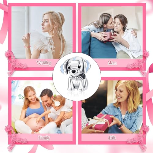 Charm for Bracelets and Necklaces Heart Cat Flower Boy 925 Sterling Silver Bead Birthday Jewelry Gift for Women - color: Dog Charm