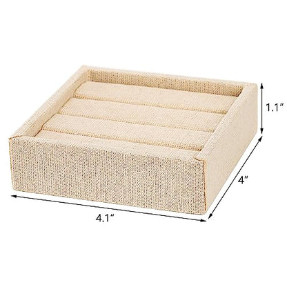 3 Pcs Linen 3 Slots Ring Earrings Display Trays, Ring Earrings Organizer Holder Jewelry Tray Box Showcase Display, Stackable Jewelry Organizer Trays, Jewelry Drawer Organizer Inserts