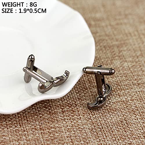 Flairs New York Gentleman's Premium Handmade Artisan Tie Bars Clips Cufflinks - size: Medium, style: Gunmetal Mustache Cufflinks (1 Pair)