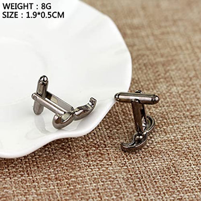 Flairs New York Gentleman's Premium Handmade Artisan Tie Bars Clips Cufflinks - size: Medium, style: Gunmetal Mustache Cufflinks (1 Pair)