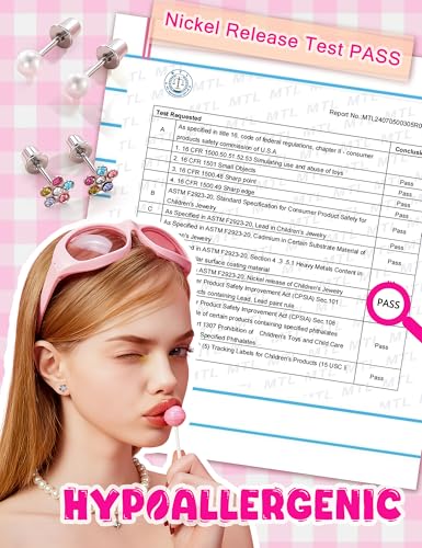 THUNARAZ 16 Pairs Hypoallergenic Earrings for Girls Kids Stud Earrings Set | Surgical Stainless Steel, Sensitive Ears Friendly, 20G Heart Flower Ball Stud Earrings Set for Girls and Kids - style: Screw Back