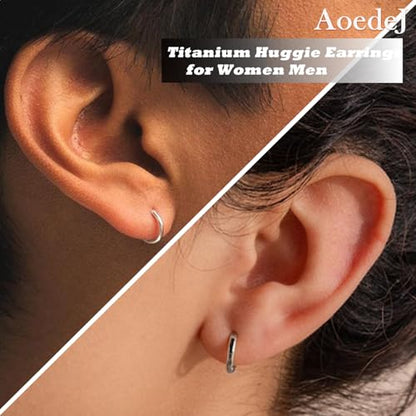 AOEDEJ G23 Titanium Black/Steel Gray/Gold Hoop Earrings 18G Small Huggie Hoop Earrings 8mm/10mm/12mm Cartilage for Sensitive Ears for Multiple Piercing Cartilage Hoop Earring Stack Jewelry - style: Circle-10mm