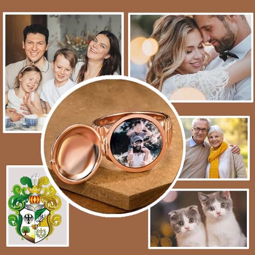 AILIN Custom Picture Rings For Men Personalized Engraved Monogram Initial Number Family Crest Coat of Arms Signet Rings For Father Son Family Memorial Dad Rings Class Graduation Gifts For Papa - style: Round Style