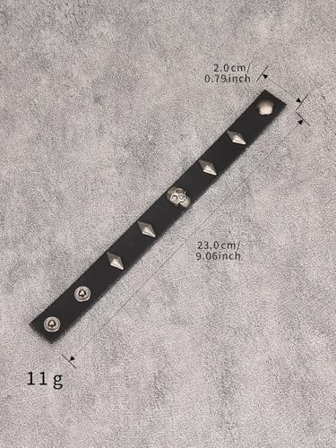 Jeilwiy Punk Leather Wristbands for Men Bracelets Handmade Wide Cuff Bangle Braided Jewelry Black Brown Adjustable - Punk Father's Gifts - color: Gothic Bracelet Black