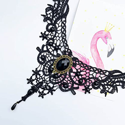 Black Sexy Lace Choker Necklaces Gothic Tassel Collar Choker Halloween Party Accessories for Women - color: Black necklace 5