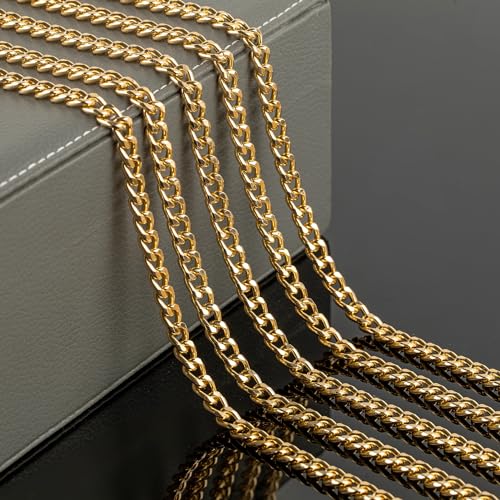 YOUBEIYEE 10 Meters Gold Cuban Link Chain Men and Women Hip Pop Necklace Choker Aluminum Chain for Jewelry Making Jewelry Supplies - color: 6.7x9.4mm-Gold
