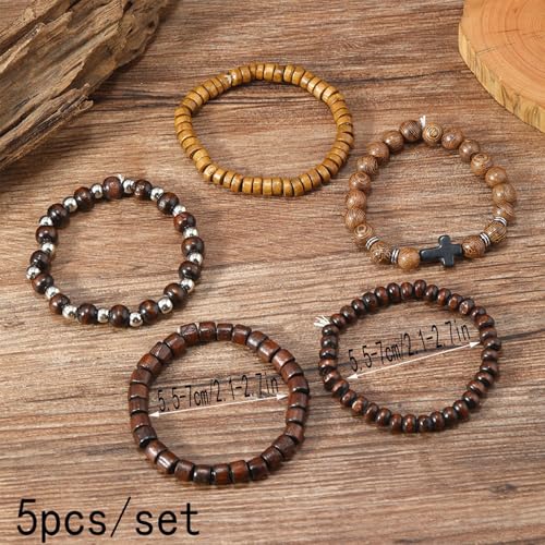 Wood Bead Necklace Africa Wooden Chain Statement Unisex Chunky Necklaces - color: 5 Wooden bracelet