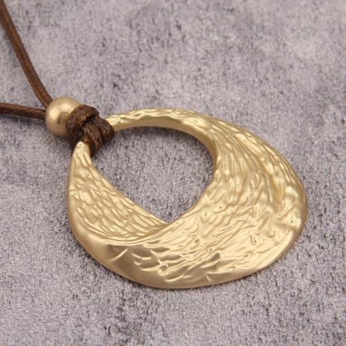 Boho Necklaces for Women Chunky Circle Necklace Bohemian Necklaces | Chunky Boho Necklace for Women Layered Boho Circle Leather Choker Necklace Long Vintage Necklaces Bohemian Jewlery Gifts - style: Bohemian Style Necklace
