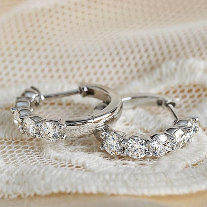 Moissanite Hoop Earrings Huggie Hoops Earrings for Women, 2ct D Color VVS1 18K White Gold Plated S925 Hypoallergenic, Wedding Earrings Jewelry for Gifts - color: Silver
