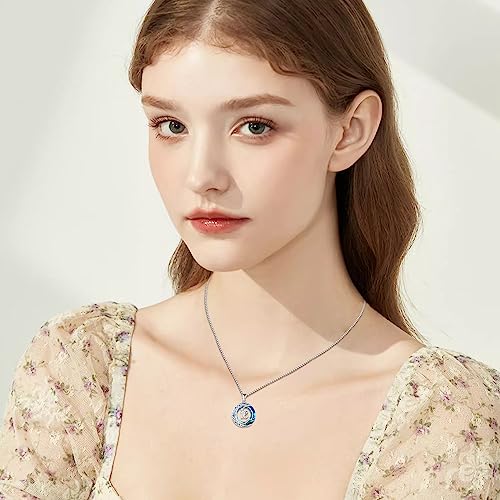 JUSTKIDSTOY Birthday Gifts for Women Girls 925 Sterling Silver Celtic Moon Star Necklace with Blue Crystal Pendant Jewelry for Sister Friends - style: 16th