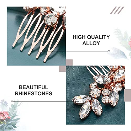 Catery Crystal Wedding Hair Comb Rose Gold Rhinestone Bridal Hairpieces Bridesmiad Clips Accessories for Brides and Women (Rose Gold) - color: C Rose Gold