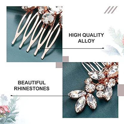 Catery Crystal Wedding Hair Comb Rose Gold Rhinestone Bridal Hairpieces Bridesmiad Clips Accessories for Brides and Women (Rose Gold) - color: C Rose Gold