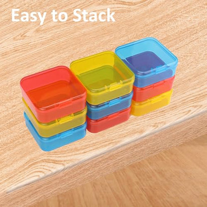 Mathtoxyz Bead Organizer Box(Red,Yellow,Blue), 62Pcs Small Bead Organizers and Storage Plastic Cases Mini Clear Containers Boxes with Hinged Lid and Rectangle for Bracelet Making DIY Jewelry Craft - size: BlueRedYellow - 2P