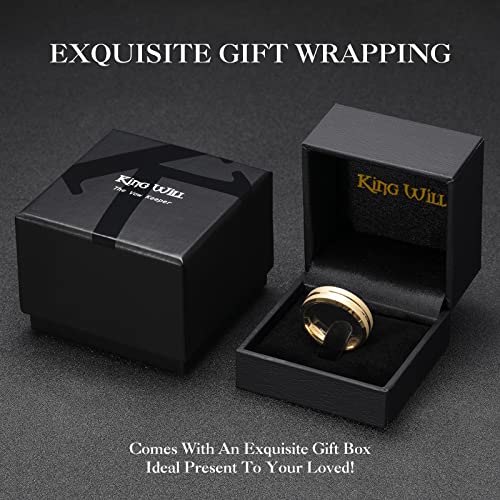 King Will Mens 8mm Cross Groove Tungsten Carbide Wedding Ring | Rose Gold, 8mm, Grooved, Comfort Fit, Cross design, Everyday Wear - color: Frosted-Gold 8mm