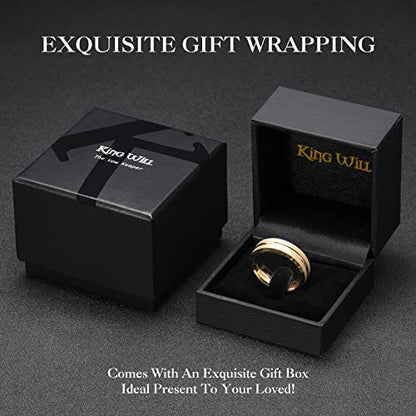 King Will Mens 8mm Cross Groove Tungsten Carbide Wedding Ring | Rose Gold, 8mm, Grooved, Comfort Fit, Cross design, Everyday Wear - color: Frosted-Gold 8mm