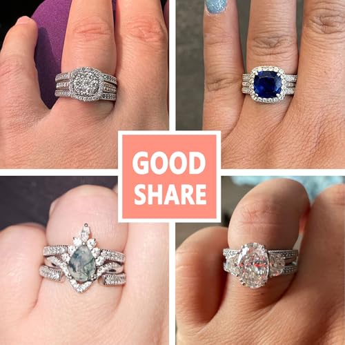 SHELOVES Vintage Open Ring Guard Enhancer Wrap for Engagement Ring CZ Women | White Gold Plated Wedding Bands Adjustable Rings AAAAA Round Cut Cubic Zirconia 5-12