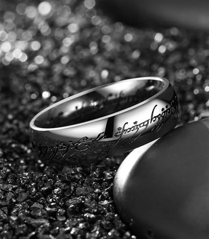 King Ring 6mm Rings Ver.2 – Magic Patern High Polished Stainless Steel Bands - color: Silver Black