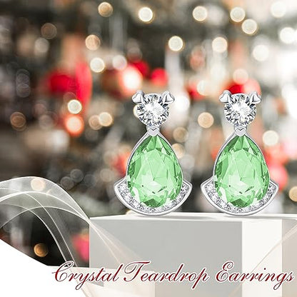 Birthstone Teardrop Crystal Stud Earrings for Women 925 Sterling Silver Solitaire Studs Halo Earrings for Birthday Gifts Teardrop Earrings for women - style: H August