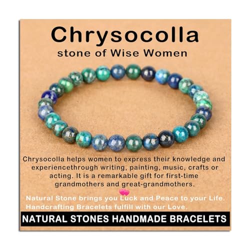 AD Beads Handmade Gemstone Stretch Elastic Bracelet Crystal Healing Reiki Nature's Beauty and Spiritual Essence Unisex (4mm, Chrysocolla (Wise Women)) - color: Chrysocolla (Wise Women), size: 4mm