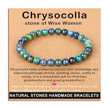 AD Beads Handmade Gemstone Stretch Elastic Bracelet Crystal Healing Reiki Nature's Beauty and Spiritual Essence Unisex (4mm, Chrysocolla (Wise Women)) - color: Chrysocolla (Wise Women), size: 4mm