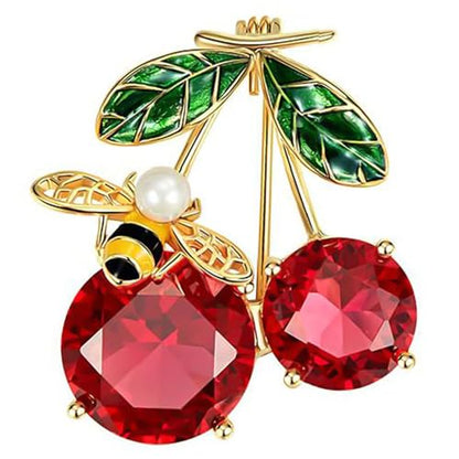 HETICA Animal Brooch for Women, Funny and Cute Flower Brooch Safety Pins Clothing Backpack Hat Decoration Enamel Pins Fashion Women Brooches and Pins Jewelry - style: Cherry Bee