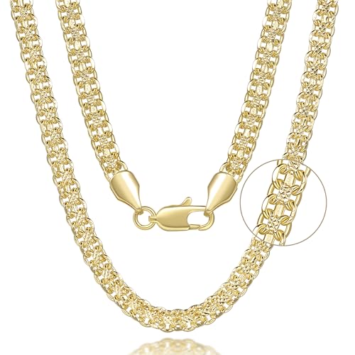 14K Gold Necklace for Women Chunky Cuban Link Chain for Men | 14K Gold Chain for Men Gold Necklace for Women Gold Chain for Men Double Layer Chunky Cuban Link Chains for Mens 16-24IN - style: Length 24 Inches