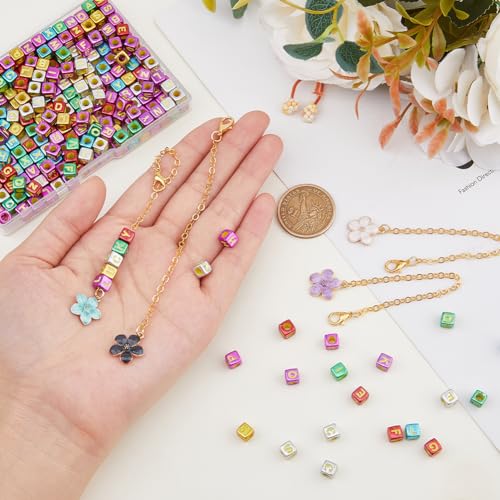 DICOSMETIC Cup Letter Charm Personalized Handle Charm 4Pcs Chains with 300Pcs Acrylic Beads Name Letter Charms Accessories for Cup