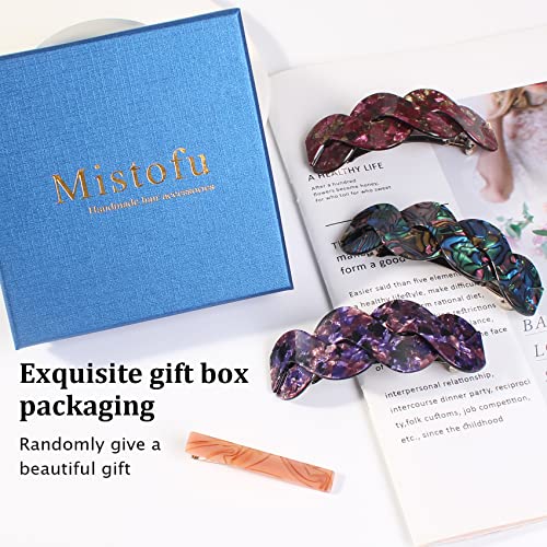 Mistofu Women's Hair Barrettes - Elegant French Retro Accessories for Thick Hair Daily Wear (3pcs Large) - color: mahua10