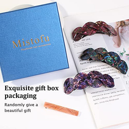 Mistofu Women's Hair Barrettes - Elegant French Retro Accessories for Thick Hair Daily Wear (3pcs Large) - color: mahua10