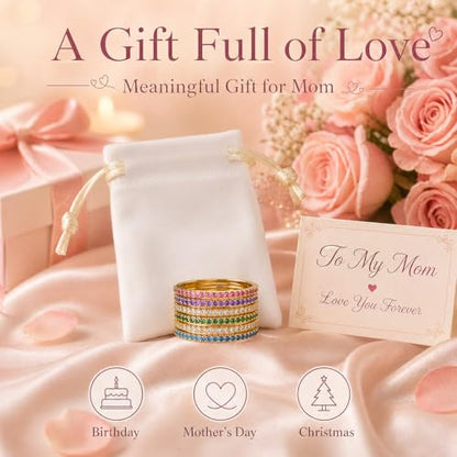 Birthstone Rings For Women, Silver Stackable Cubic Zirconia Stainless Steel Birth Stone Ring To My Daughter/Mom Birthday Unique Gifts Jewelry - color: 05-Silver-May