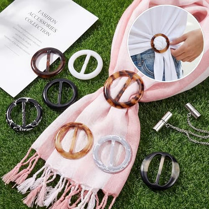 Boao 16 Scarf Ring for Women T Shirt Clips to Tighten Scarf Ring and Slides Clothes Corner Knotted Button for Sweater Dress(Retro Style) - style: Retro Style