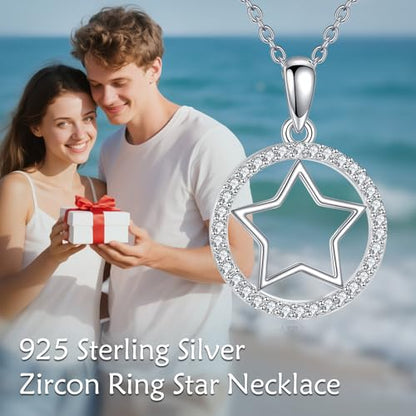 LUHE Star Moon Necklace for Women Sterling Silver Moon Pendant Necklace Star Jewelry Gifts for Women - style: silver star