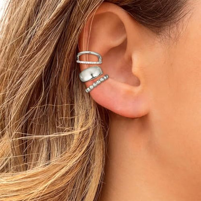 Ear Cuff Earrings for Women Chunky Ear Cuffs Non Piercing | Clip on cartilage earrings helix fake earrings jewelry trendy stuff christmas gift stocking stuffers - color: H