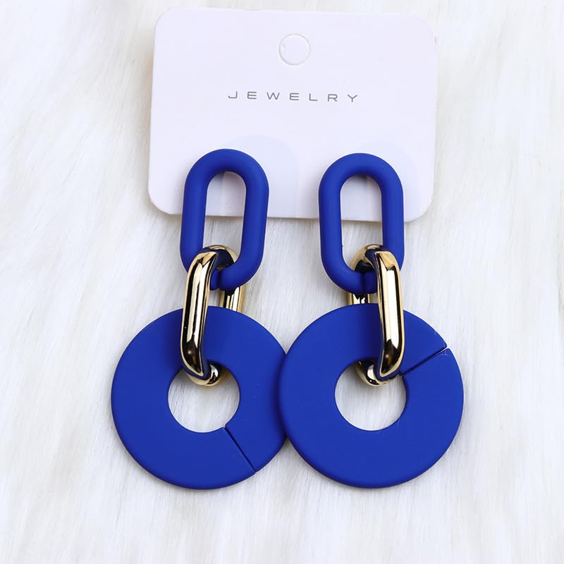 Acrylic Hoop Earrings Long Chain Earrings Minimalist Geometric Dangle Earrings Statement Drop Earrings for Women Girls - color: blue