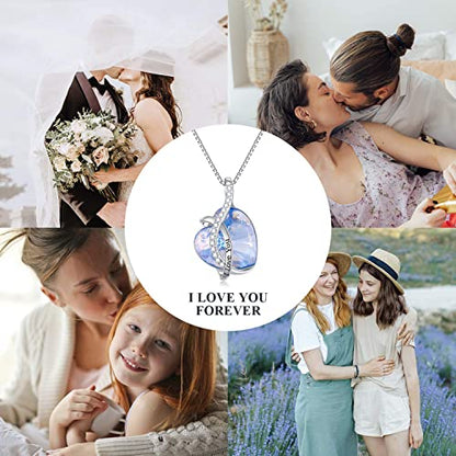 AOBOCO I Love You Sterling Silver 12 Birthstone Heart Pendant Necklace Embellished with Crystals from Austria, Mother's Day Anniversary Birthday Jewelry Christmas Gifts for Women Grandma Nana - color: M-December