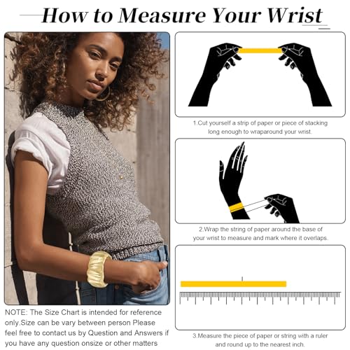 YBMYCM Chunky Gold Cuff Bangle Bracelets for Women Wide Gold Bangle Hammered Open Wrist Cuff Bracelets Wrap Bracelet - style: H-Gold