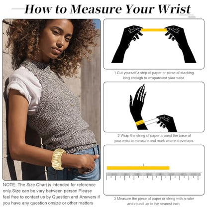YBMYCM Chunky Gold Cuff Bangle Bracelets for Women Wide Gold Bangle Hammered Open Wrist Cuff Bracelets Wrap Bracelet - style: H-Gold