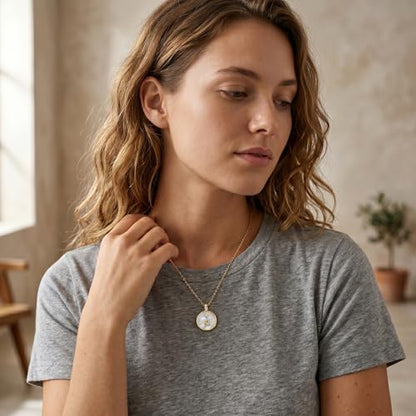 Initial Necklaces for Women Mother of Pearl Gold Letter Necklace Pendant - color: Letter K