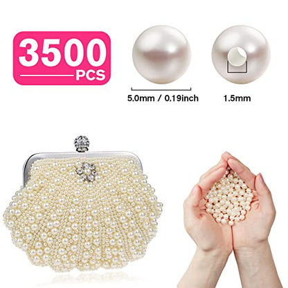 3500PCS Pearl Beads for Jewelry Making 3mm Small Jewelry Beads Bulk | Round Faux Pearls Beads with Holes for Bracelet Necklace Earrings Crafting - color: ivory(5mm)