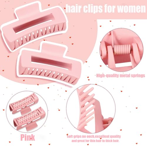 18 Pack Hair Claw Clips,Hair Clips For Women,Large Hair Claw Clips For Thick Hair,Nonslip Matte Hair Clips Hair Accessories Women Girl Birthday Christmas Gift (18 Pack Pink) - color: Pink