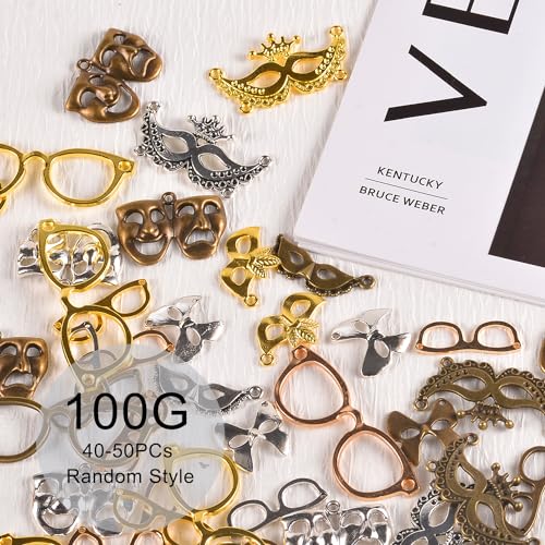 stino 100 G Mixed Style Metal Charms for Jewelry Making, Bulk Silver & Gold Plated, for Bracelet, Necklace, Earrings DIY Crafts - style: Masquerade Mask