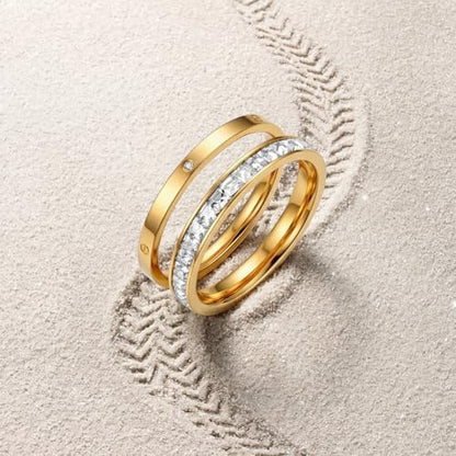Stackable 2-Ring Set for Women, Daily Commute, Date & Couple - color: Gold