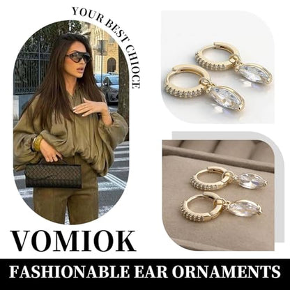 14K Gold Plated Dangle Hoop Earrings for Women | Bridal Small Dangle Gold Earrings Cubic Zirconia Huggie Drop Trendy Fashion Leopard Print Women's Jewelry - color: Gold-D