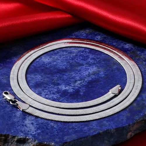 LIFETIME JEWELRY 5mm Flexible Gold Herringbone Necklace for Women & Men - 24k Real Gold Plated Chain - with Lifetime Replacement - color: White Gold, size: 18 inches